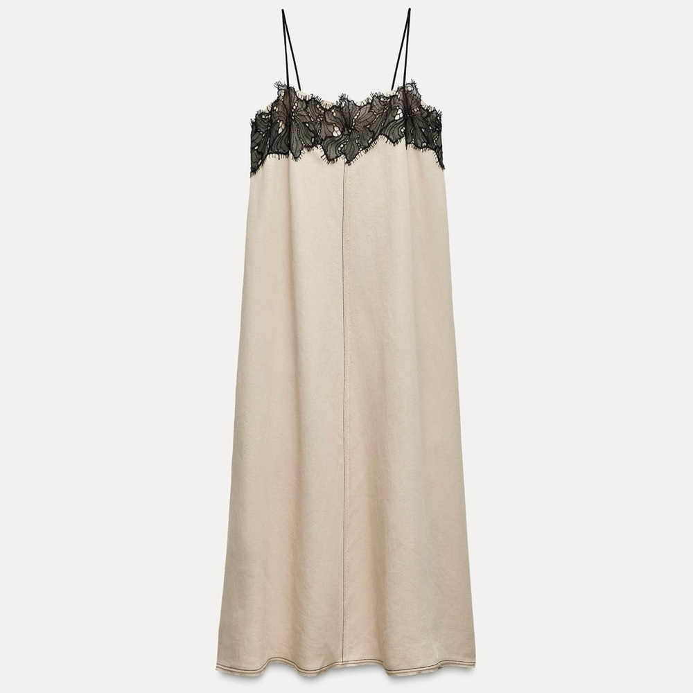 Linen blend lace dress ZW collection - Zara